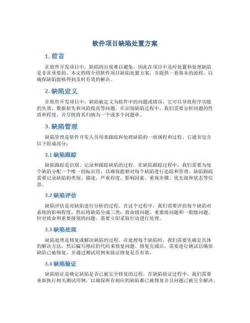 软件项目缺陷处置方案