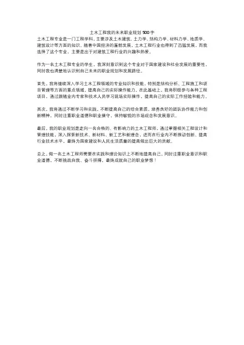 土木工程我的未来职业规划500字