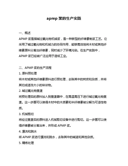 apmp浆的生产实践