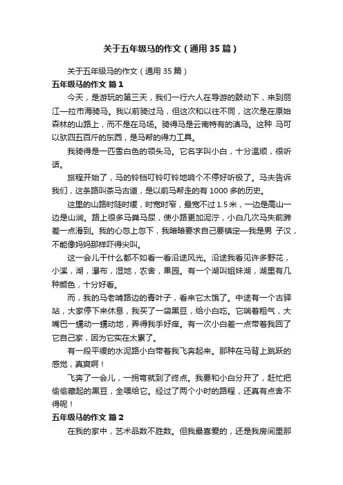 关于五年级马的作文（通用35篇）