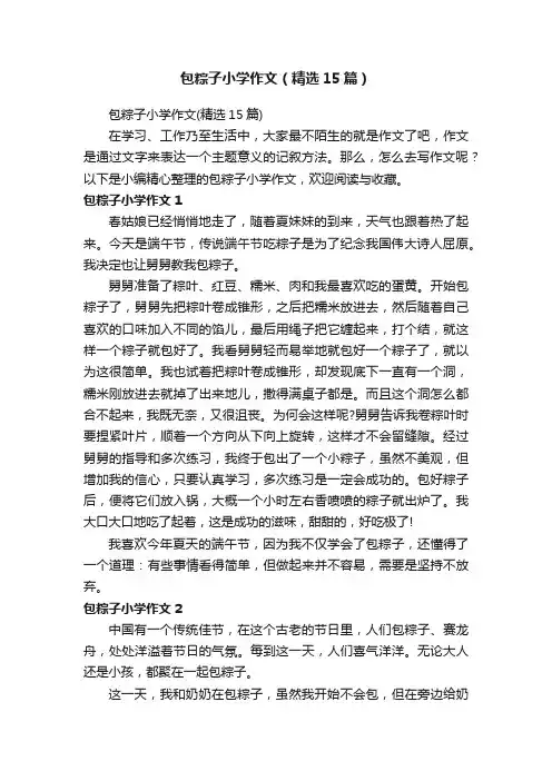 包粽子小学作文（精选15篇）
