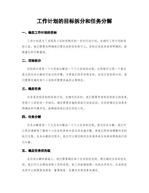 工作计划的目标拆分和任务分解