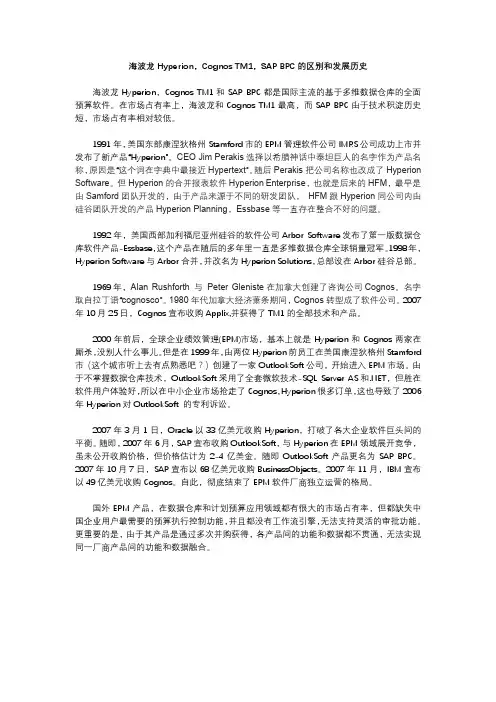 海波龙Hyperion,Cognos TM1,SAP BPC的区别和发展历史