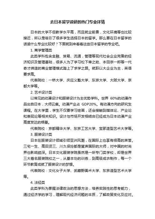 去日本留学读研的热门专业详情