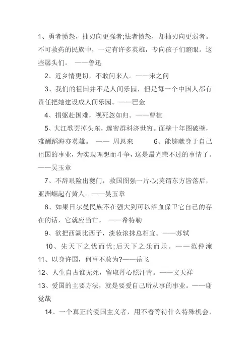 近代对民族精神的名言名句及论述