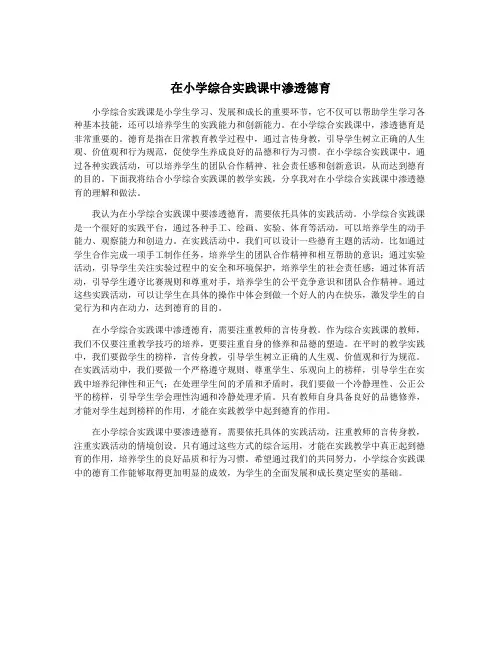 在小学综合实践课中渗透德育