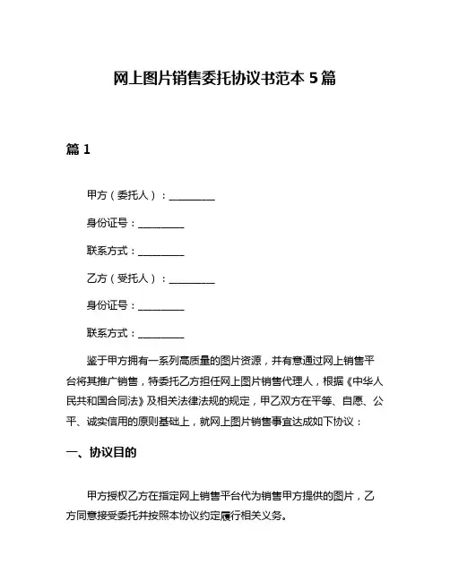 网上图片销售委托协议书范本5篇