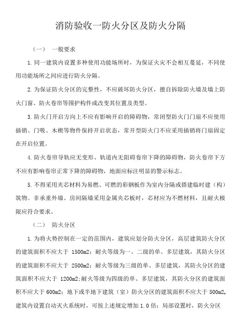 消防验收—防火分区及防火分隔