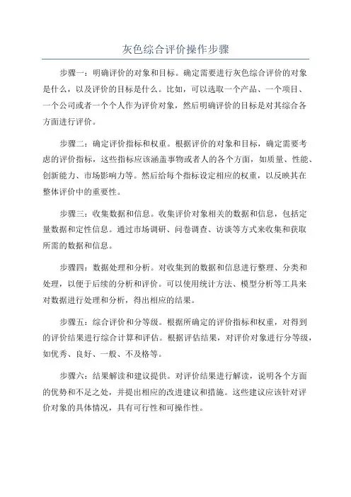 灰色综合评价操作步骤