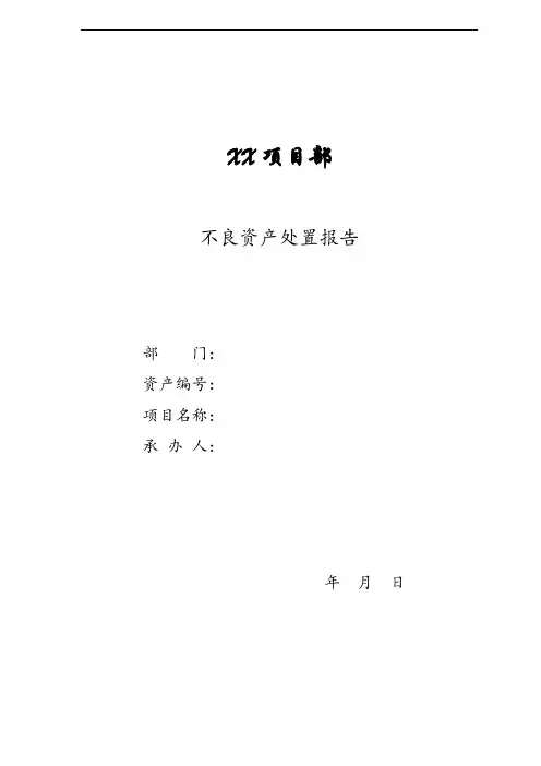 不良资产案件处置报告模板