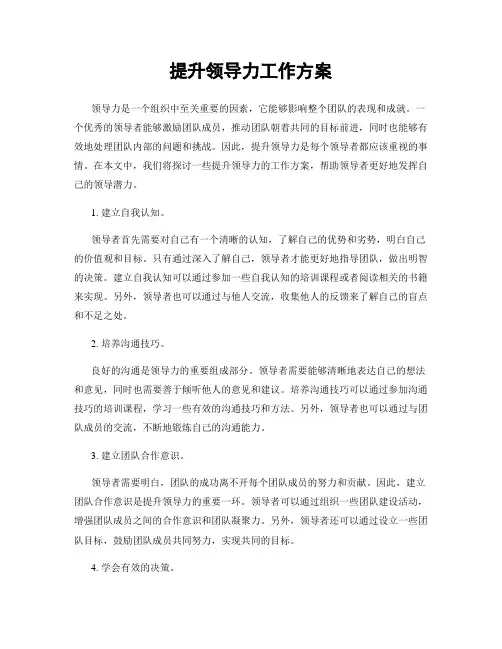 提升领导力工作方案