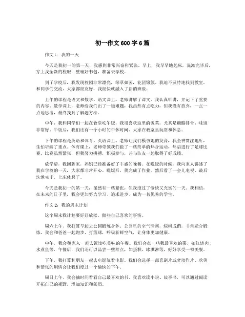 初一作文600字6篇