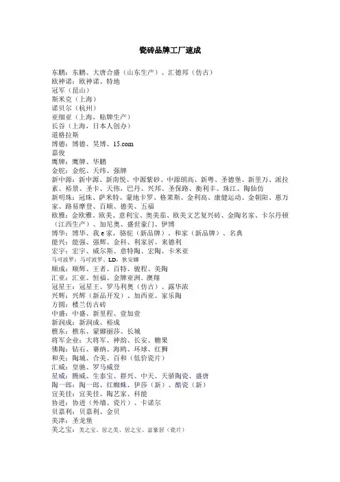 陶瓷名称集锦荟萃
