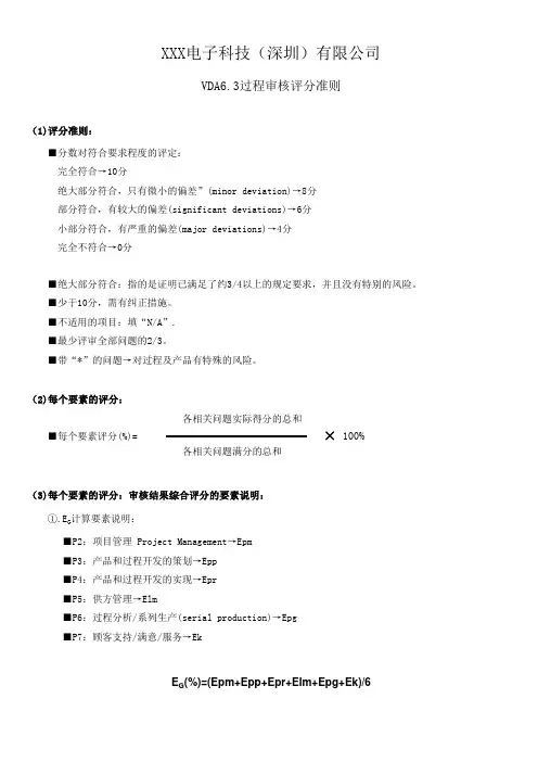 VDA6.3 过程审核检查表(根据最新标准制订)