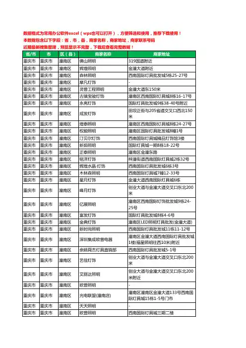 2020新版重庆市重庆市潼南区灯饰工商企业公司商家名录名单联系电话号码地址大全185家