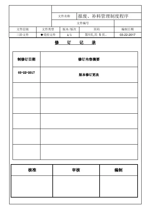 报废、补料管理制度