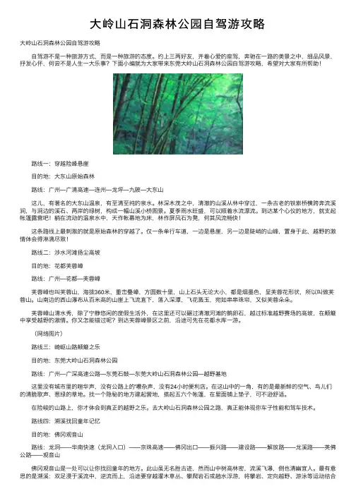 大岭山石洞森林公园自驾游攻略