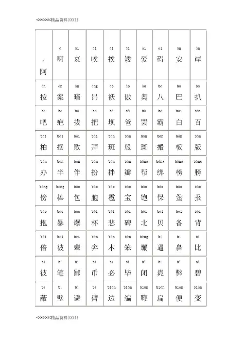 中国常用汉字大全(含拼音)培训资料