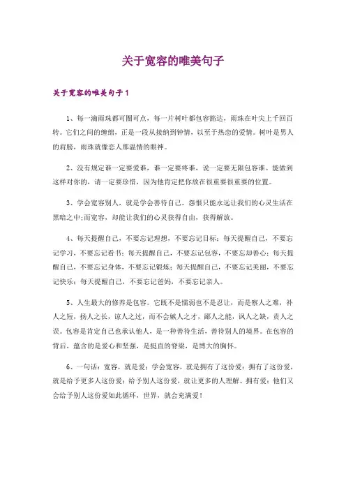 关于宽容的唯美句子