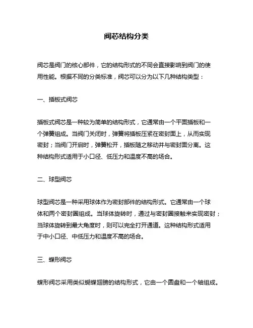 阀芯结构分类
