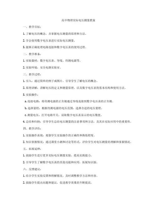 高中物理实际电压测量教案
