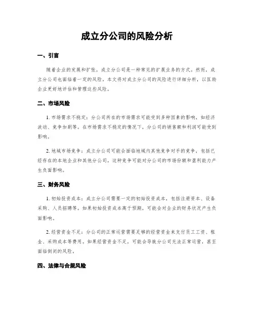 成立分公司的风险分析