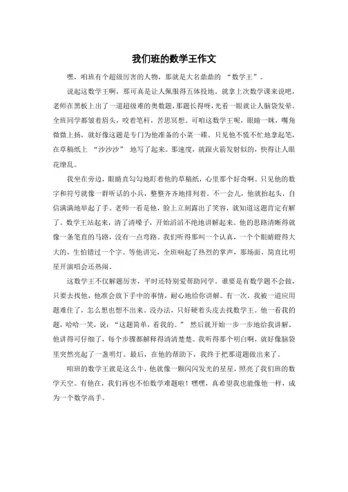 我们班的数学王作文