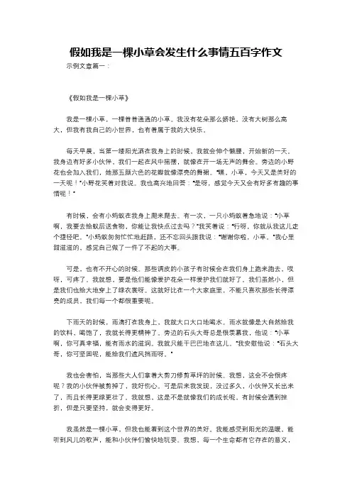 假如我是一棵小草会发生什么事情五百字作文