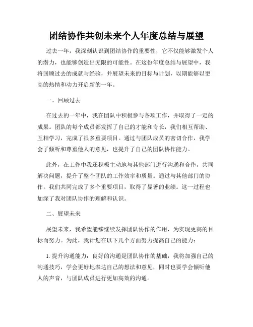 团结协作共创未来个人年度总结与展望