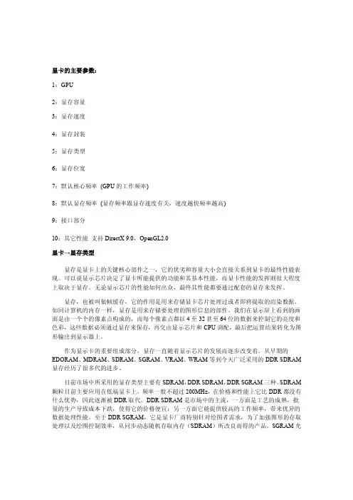 显卡参数