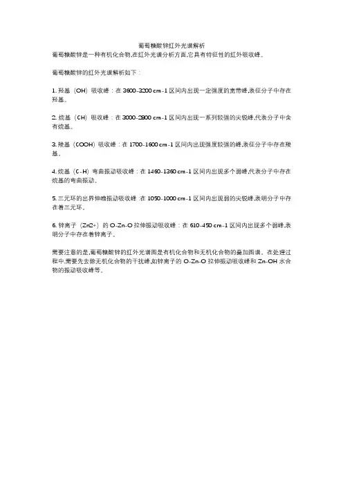 葡萄糖酸锌红外光谱解析