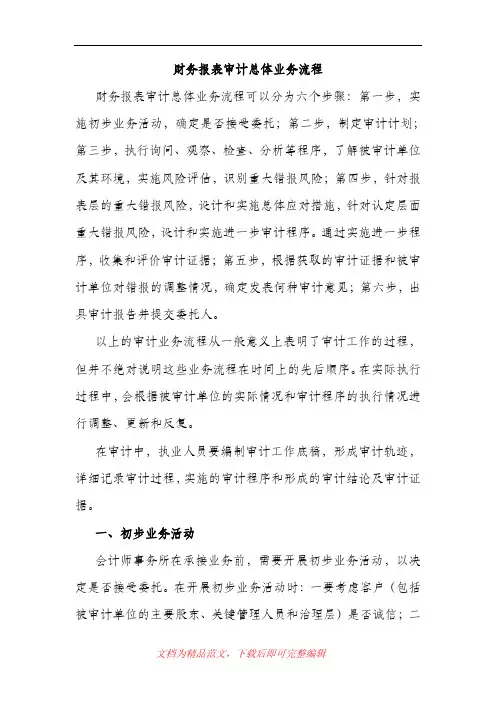 (最新整理)1、财务报表审计总体业务流程