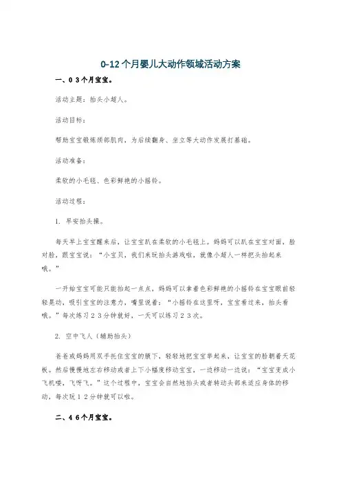 0-12个月婴儿大动作领域活动方案