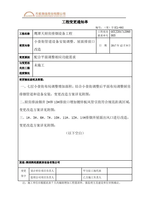 工程变更通知单(模板)