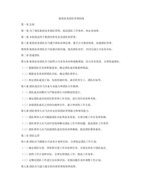 集团业务团队管理制度