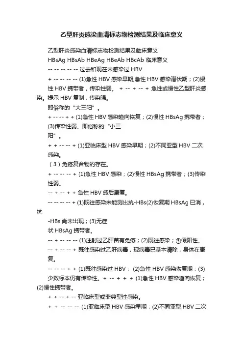 乙型肝炎感染血清标志物检测结果及临床意义