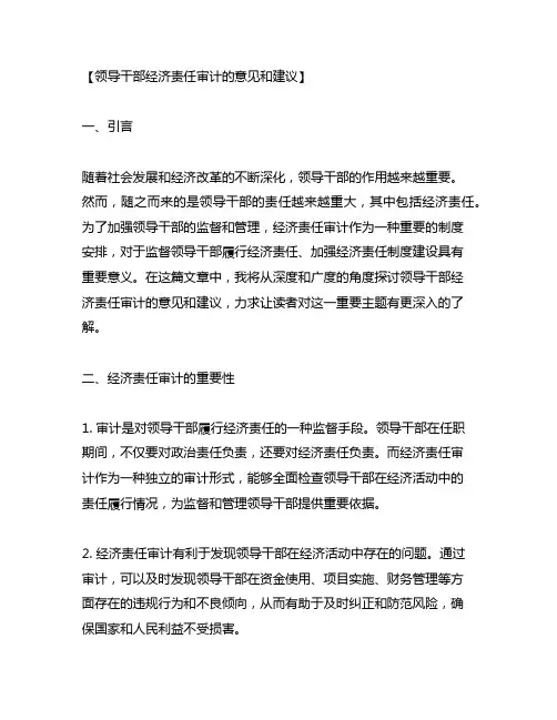 领导干部经济责任审计的意见和建议