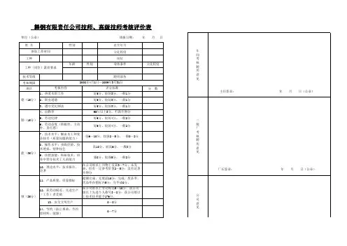 技师、高级技师考核评价表
