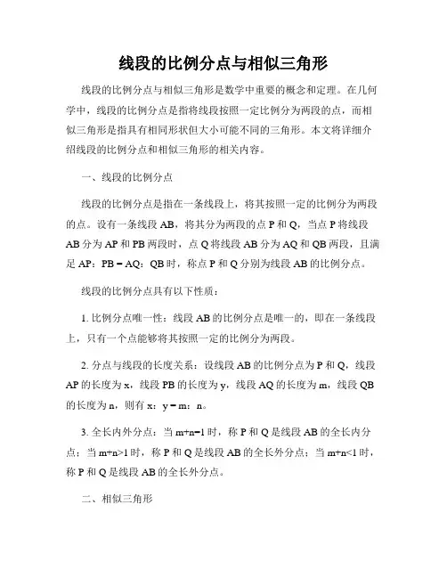 线段的比例分点与相似三角形