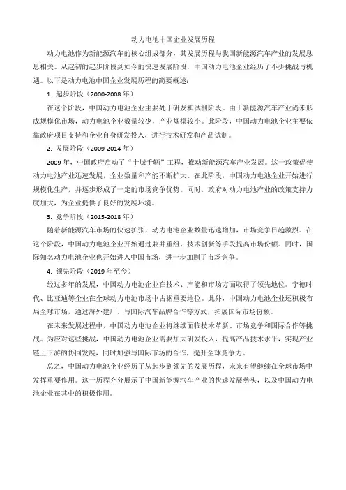 动力电池中国企业发展历程