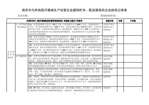江苏省医疗器械受托储运及第三方物流储运验收记录表-南京市食品药品