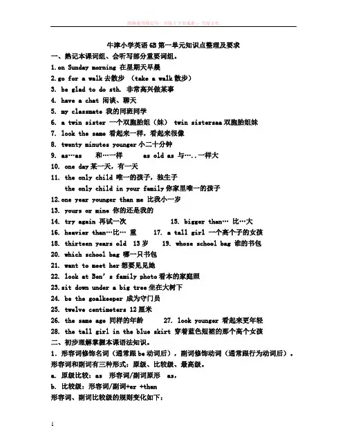 牛津小学英语6b单元知识点整理及要求[1]