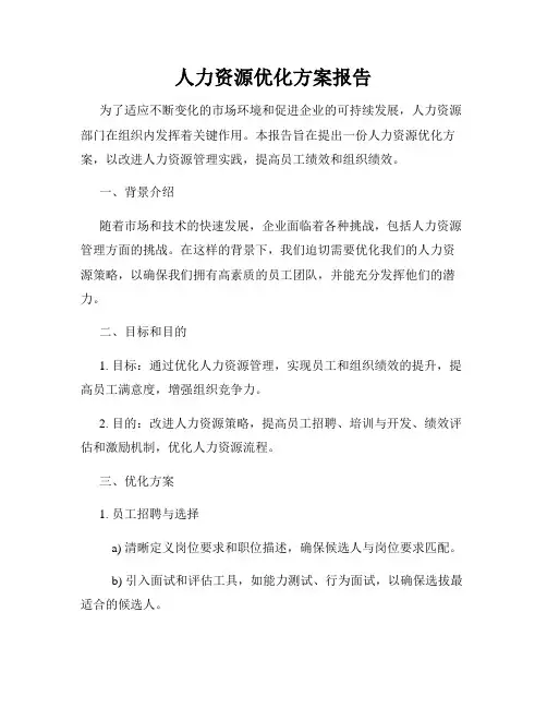 人力资源优化方案报告