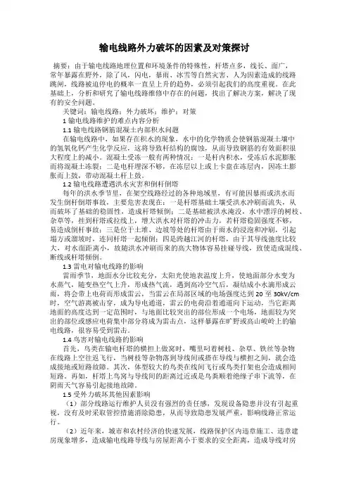 输电线路外力破坏的因素及对策探讨