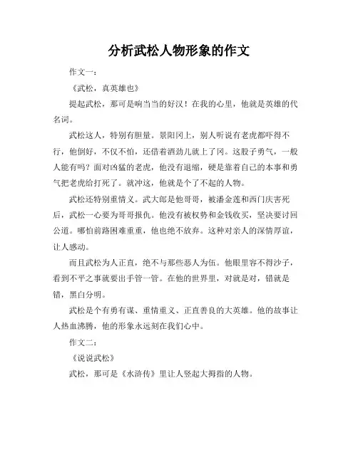分析武松人物形象的作文