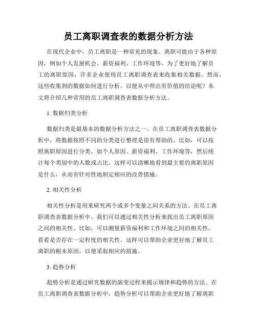 员工离职调查表的数据分析方法