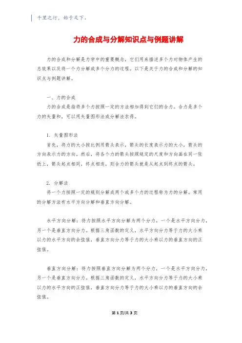 力的合成与分解知识点与例题讲解