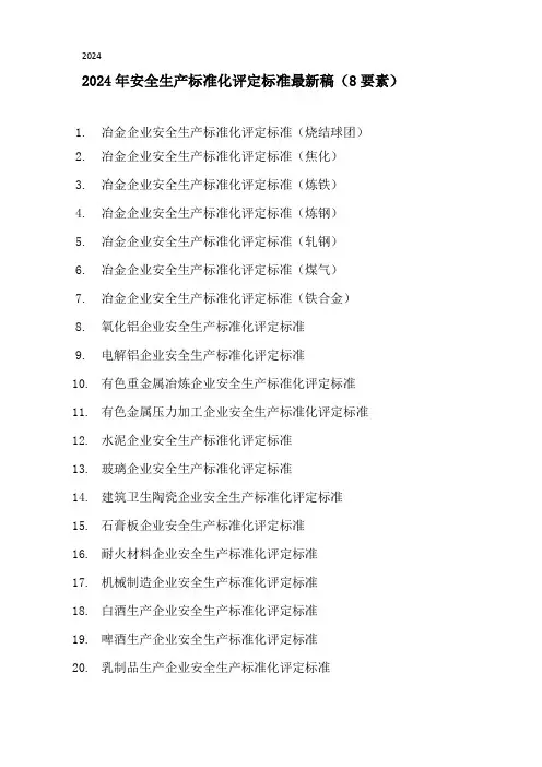 2021年安全生产标准化评定标准最新稿(8要素)-目录