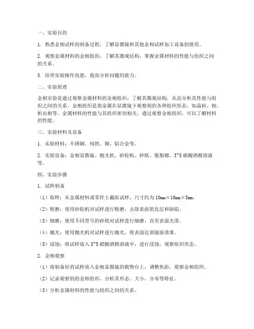 金相式样观察实验报告