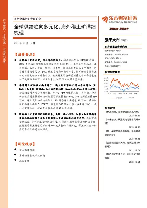 有色金属行业专题研究：全球供给趋向多元化，海外稀土矿详细梳理